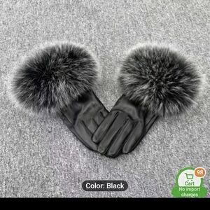 Luxurious Black Fur Cuff Gloves
